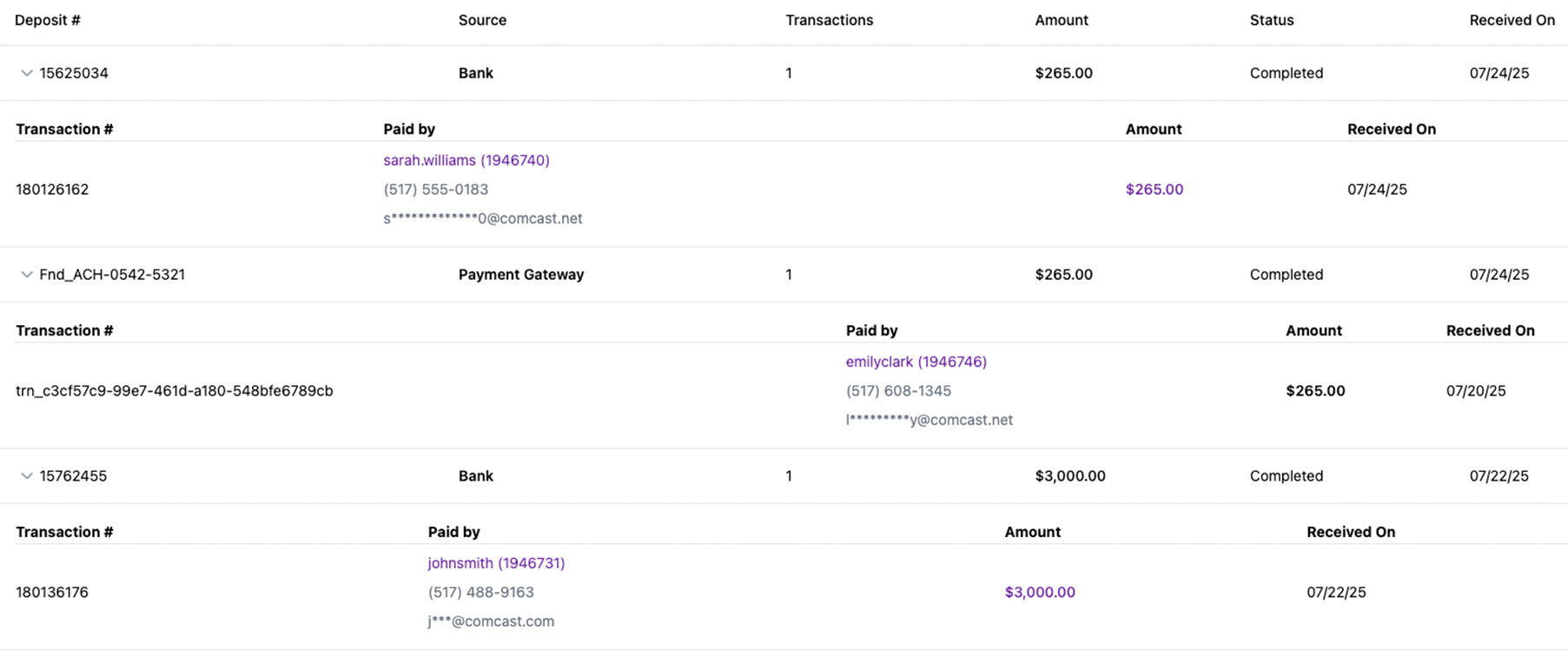 Lockbox centralized deposit reporting screen
